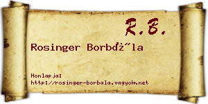 Rosinger Borbála névjegykártya